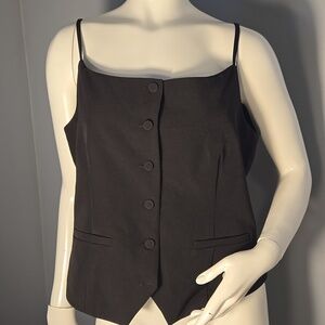Sincerely Jules Women's Button Up Black Spaghetti Strap Lined Vest Size Large